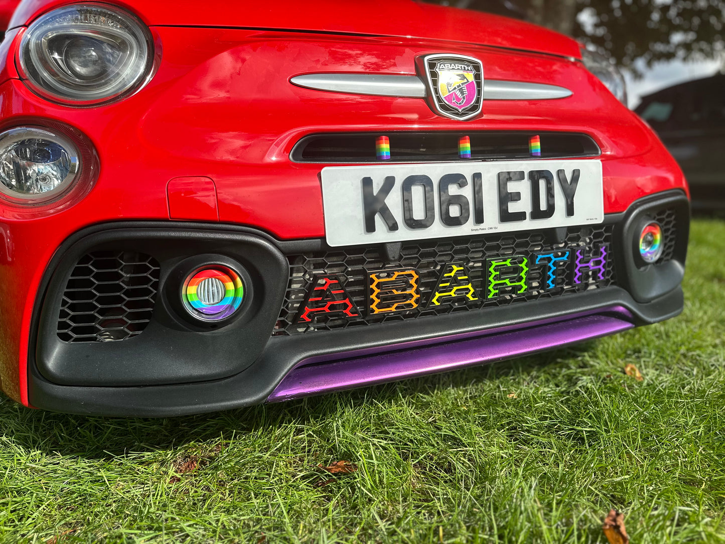Patterned Abarth grille letters