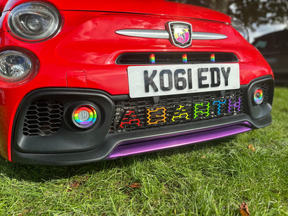 Patterned Abarth grille letters