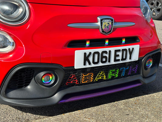 Patterned Abarth grille letters