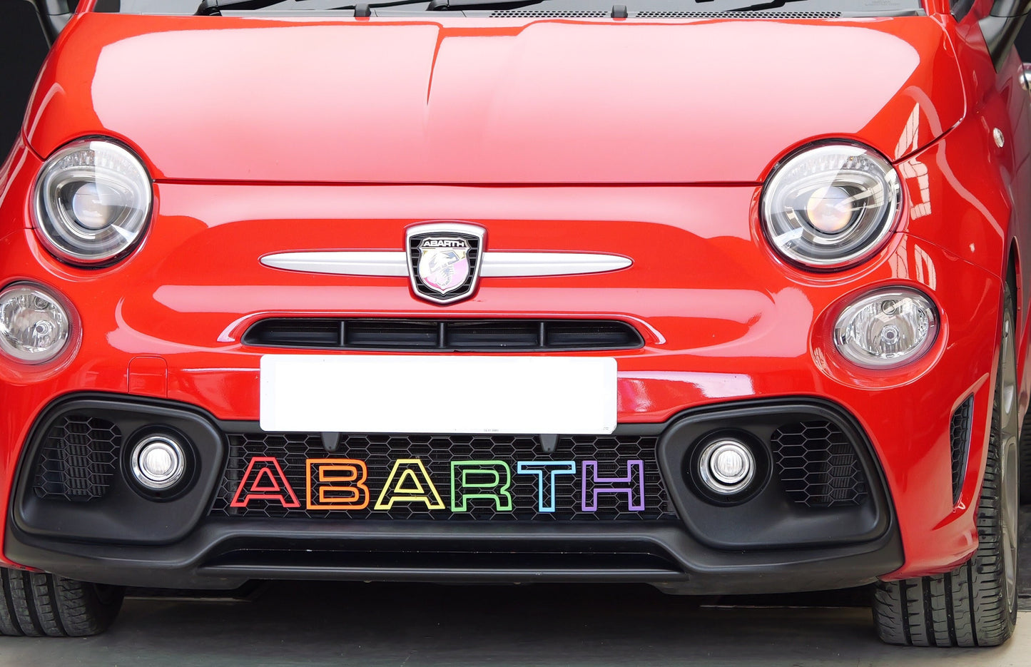 LGBT gay pride Abarth grille letters