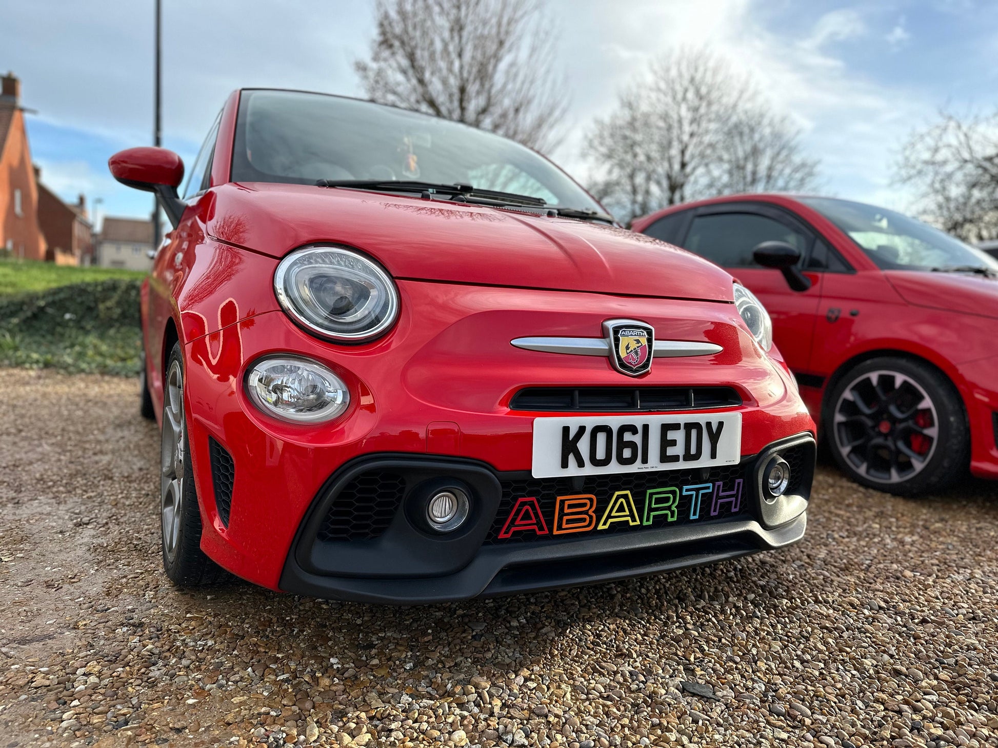 Custom coloured Abarth grille letters