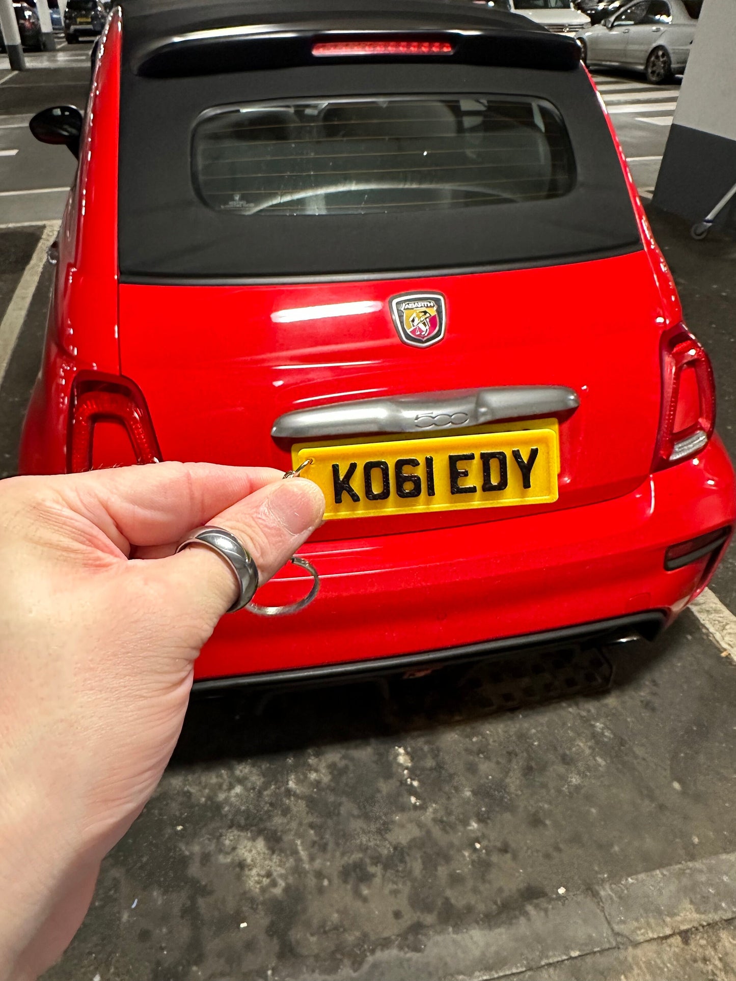 Customisable 3D printed, 4D style car number plate keyring