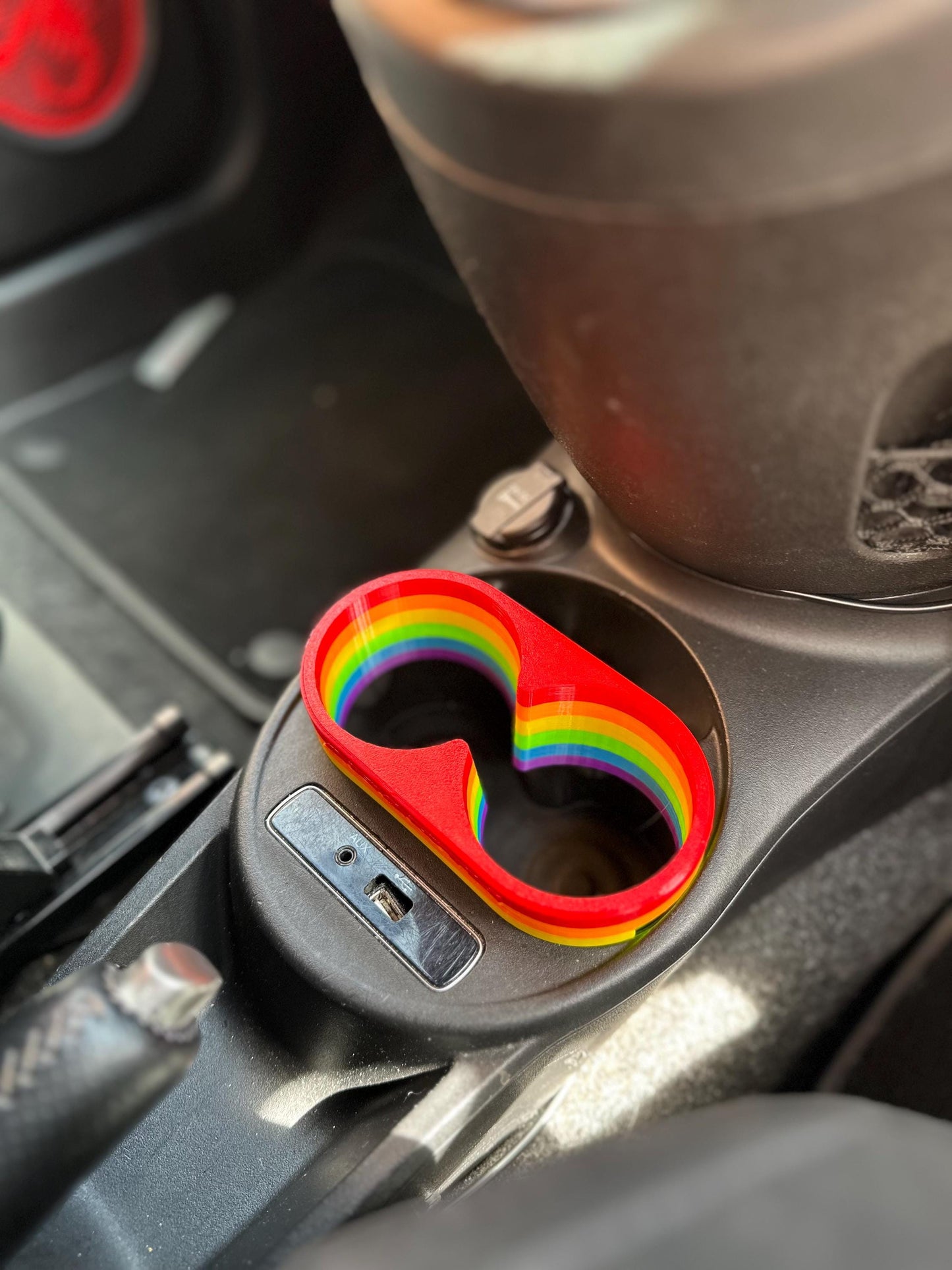 Rainbow/Pride cupholder extender Fiat 500 Abarth 595